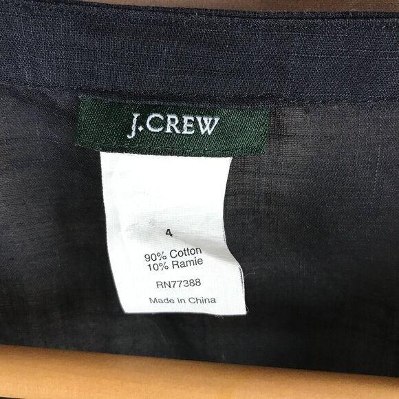 J.CREW Black Ruffled Semi-Sheer Partial Button Top Size 4 - Picture 5 of 7